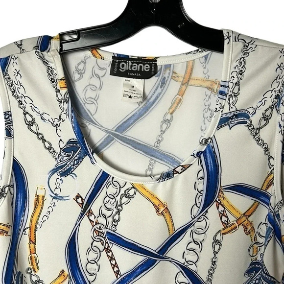 Y2K Gitane  NET,🇨🇦  top,sleeveless tunic,rounded hem, knots ,chains,coastal,sail - Picture 3 of 9